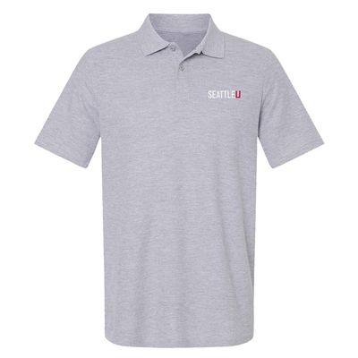 Campus Lab Seattle University P-Logo Men's Adult 100% Cotton Knit Polo Shirt, Athletic Heather, 3X-Large