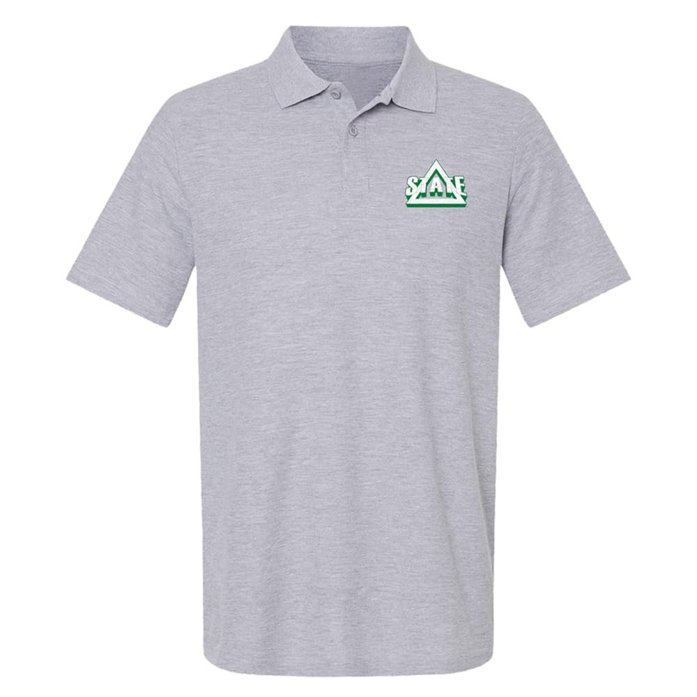 Delta State University Primary Logo Men's Adult 100% Cotton Knit Polo Shirt, Athletic Heather, 3X-Large