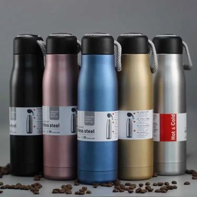 4 MECH Stainless Steel Water Bottle | Hot&Cold | Assortd Colors 550 ml Flask, Double Wall Water Bottle with Strap