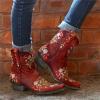 Ladmiple Boots For Women Fashion Cowboy Women's Cowboy Boots Western Fashion Ankle Cowgirl Boots Combat Short Booties Round Toe High Top Casual Walking Shoes view 2