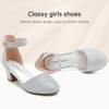 LAURMOSA Silver Closed Toe Shoes Low Heels for Girl Dressy Heels Shoes Platform Heel Girls Pumps Wedding Prom Party Shoes high Heels for Little Big Kids(L1012Silver 4) view 4