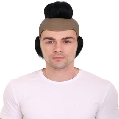HPO Adult Mens Tough Black Guy T Mohawk Wig, Perfect for Halloween, Flame-retardant Synthetic Fiber (Black)