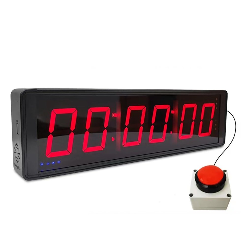 ZERBAY 6-Digit Competition Timer with Stopwatch Button, Fitness Training Interval Timer LED Digital Wall Clock, Ideal for Gym, Game, Speed Races (Size : 3Inch)