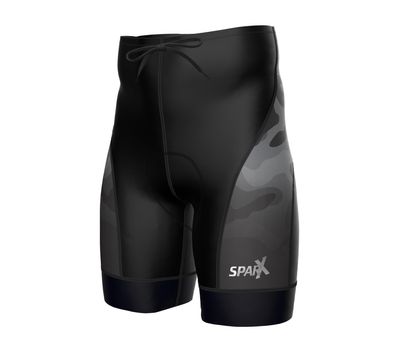Sparx Men's Active Triathlon Short Tri Cycling Short Swim Bike Run (Black Camo, 2XL)