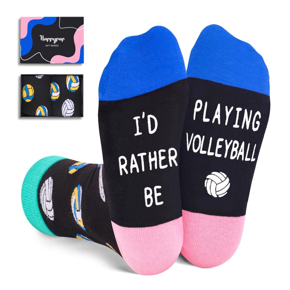 HAPPYPOP Volleyball Gifts for Boys Girls - Volleyball Socks, Boys Girls Kids Socks, Stocking Stuffers
