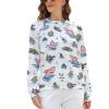 Doodle Cute Shark Women's Sweatshirt Long Sleeve Round Neck Pullover Hoodies Tops Casual Sweaters M view 3