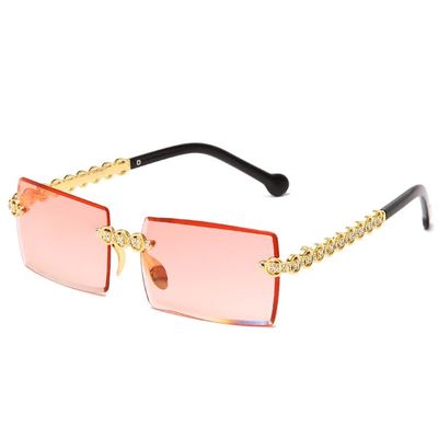 UQKY Sunglasses,Women Men Designer Rimless Gradient Sun Glasses (Red)