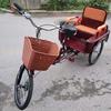 Elderly Rickshaw Pedal Tricycle with Large Cabin,20inch Dual-use Cargo Trike,Tandem Tricycle with Dual seat,3 Wheels Cruiser Trike Bike with Shock Absorbing Fork,Sensitive Brakes view 2