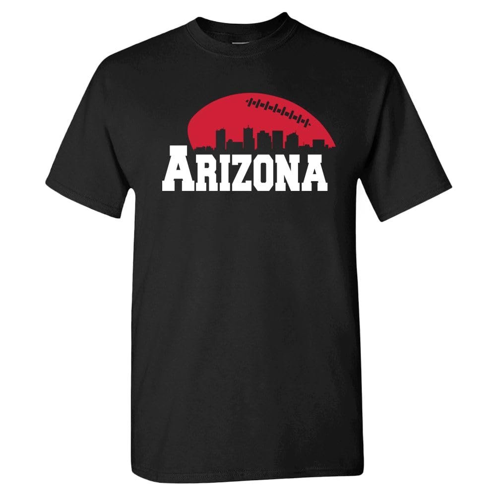 Arizona Football Skyline Men's Fan T-Shirt (Black Shirt, 2XL)