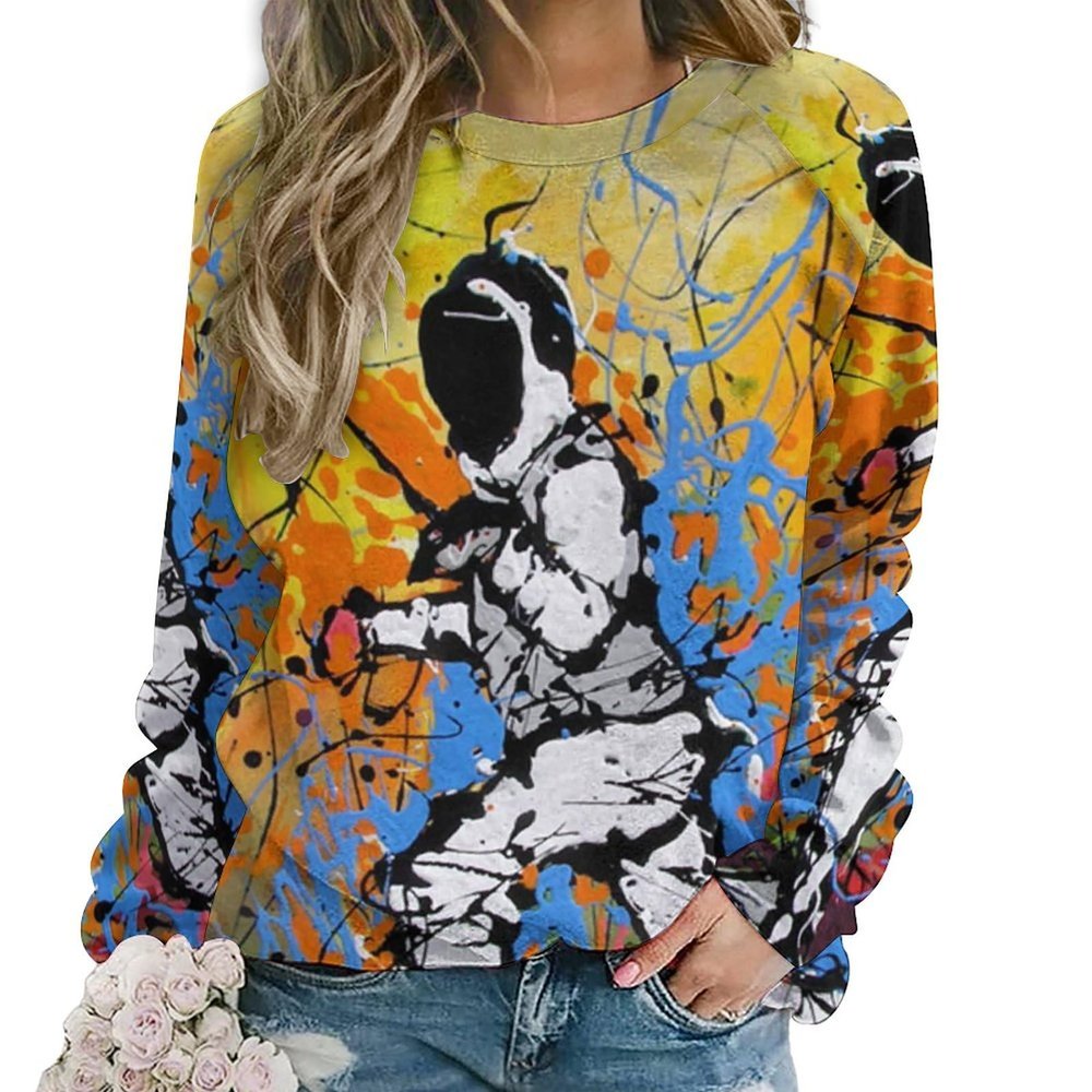Novelty Fencing Women's Sweatshirt Long Sleeve Round Neck Pullover Hoodies Tops Casual Sweaters S