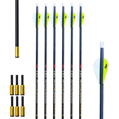 Momentum TDT Arrows, High FOC .001" per inch Continous Taper, 3K Woven Carbon, 31.5" Long, Manufactured by Victory Archery, 70 grain In/Outsert, 2" Q2i vanes, 400 Spine for 45# to 55# bows, 6-Pack