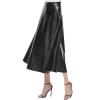 Business Casual Skirts for Women Faux Leather A Line High Waist Skirts Pleather Midi Long Skirt Solid Color Skirt view 1