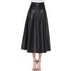Business Casual Skirts for Women Faux Leather A Line High Waist Skirts Pleather Midi Long Skirt Solid Color Skirt view 2