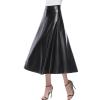 Business Casual Skirts for Women Faux Leather A Line High Waist Skirts Pleather Midi Long Skirt Solid Color Skirt view 3