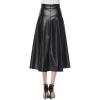 Business Casual Skirts for Women Faux Leather A Line High Waist Skirts Pleather Midi Long Skirt Solid Color Skirt view 4