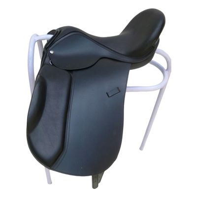 AHS us Exclusive Leather Dressage Treeless Saddle with Pannel and Knee Blocks (17", Black)