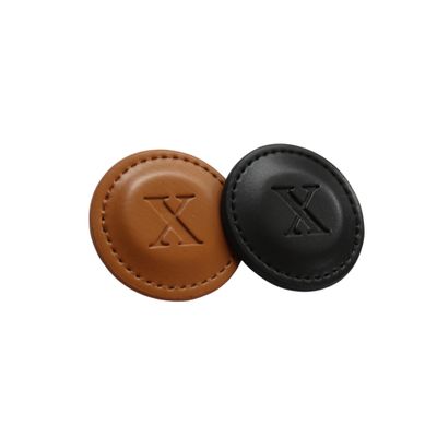 THOM Personalized Golf Marker A-Z, (Set of 2) for Golfers - Magnetic Ball Marker Handmade with 100% Vegan Leather - Fun Golf Stuff for Men - Customized Golf Gifts (X, Black/Brown)