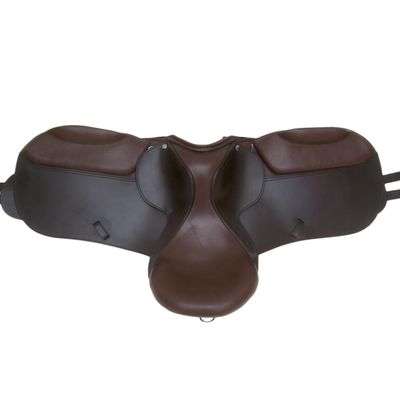 AHS usa Exclusive Leather Dressage Treeless Saddle with Pannel and Knee Blocks (18", Brown)