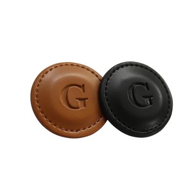 THOM Personalized Golf Marker A-Z, (Set of 2) for Golfers - Magnetic Ball Marker Handmade with 100% Vegan Leather - Fun Golf Stuff for Men - Customized Golf Gifts (G, Black/Brown)