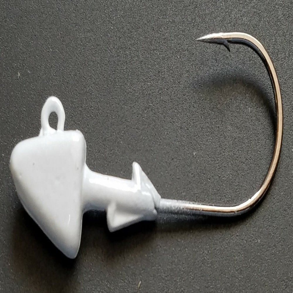 10 "Shad Jig Head Striper Bass Swimbait Lure B/N Ultra Point Hook- White 4oz