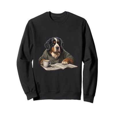 Bernese Mountain Reading Newspaper Sweatshirt