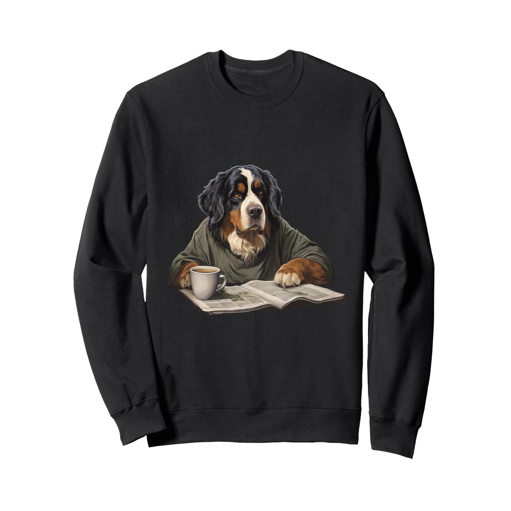 Bernese Mountain Reading Newspaper Sweatshirt