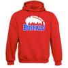 Xtreme Apparrel Buffalo Football Skyline Men's Fan Hoodie Sweatshirt (Red Hoodie, XL) view 1