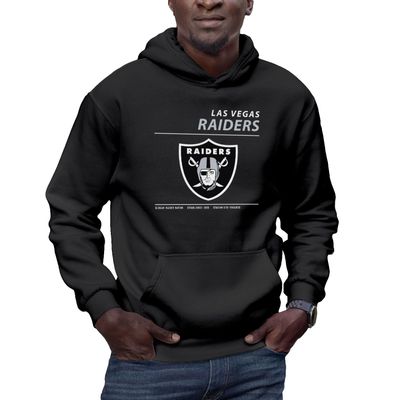 Hybrid Sports NFL - Las Vegas Raiders - Logo and Stats - Men's and Women's Pullover Hooded Fleece Sweatshirt - Size Small - Las Vegas Raiders - Black