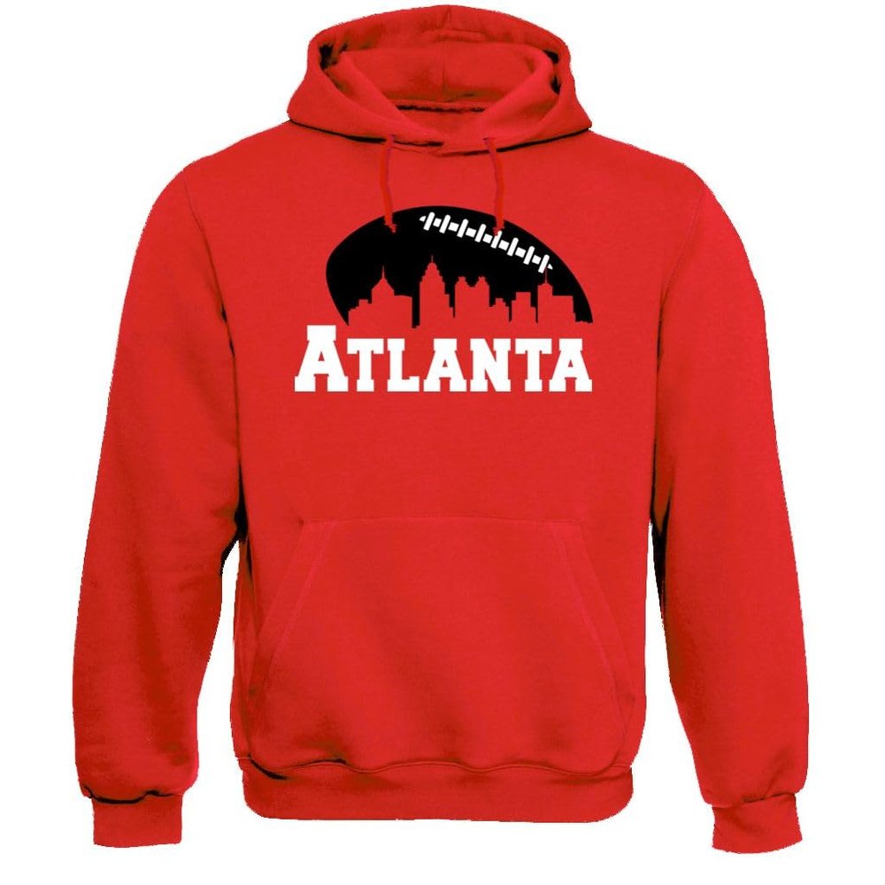 Xtreme Apparrel Atlanta Football Skyline Men's Fan Hoodie Sweatshirt (Red Hoodie, M)