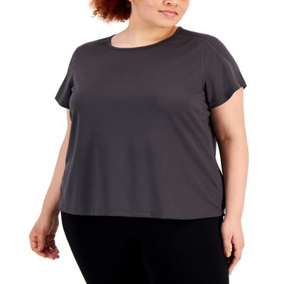 ID Ideology Women's Birdseye Mesh T-Shirt Gray Size 2X