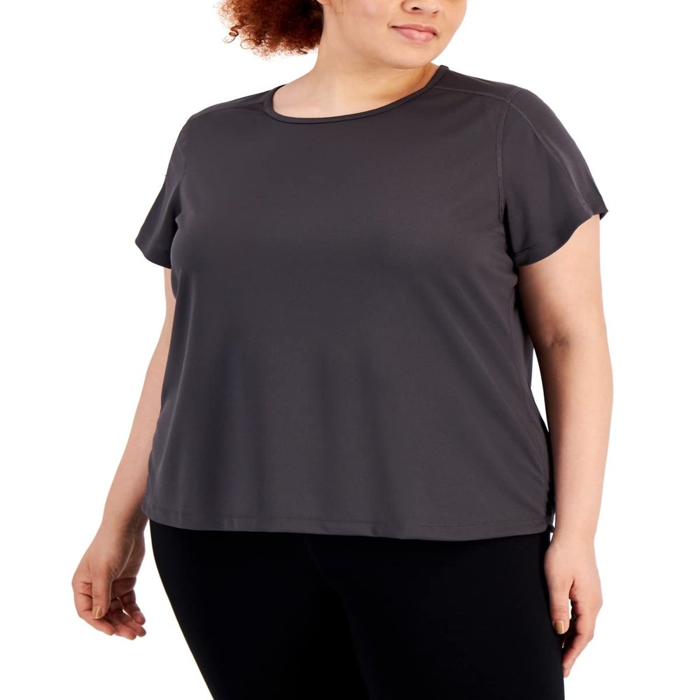 ID Ideology Women's Birdseye Mesh T-Shirt Gray Size 2X