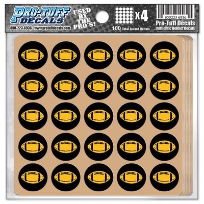 Pro-Tuff Decals Football Award Decals 20 mil Vinyl 1-1/8" Diameter (100 or 50 Decals) (Yellow Gold on Black)