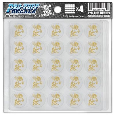 Hornet Award Decals Bees Stingers Wasp Swarm Yellowjackets Thick 1-1/8" Diameter (100 Decals) (Vegas Gold on Clear)