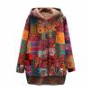 ZYXTIM Women Warm Coat Jacket Ethnic Boho Print Long Sleeves Flannel Lining Winter Overcoat Hooded Parka Outwear Christmas Yellow view 1