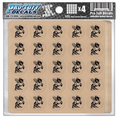 Hornet Award Decals Bees Stingers Wasp Swarm Yellowjackets Thick 1-1/8" Diameter (100 Decals) (Black on Clear)