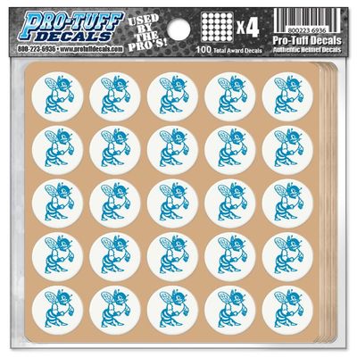 Hornet Award Decals Bees Stingers Wasp Swarm Yellowjackets Thick 1-1/8" Diameter (100 Decals) (Columbia Blue on White)