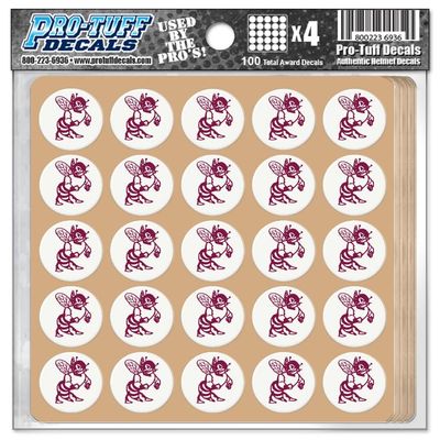 Hornet Award Decals Bees Stingers Wasp Swarm Yellowjackets Thick 1-1/8" Diameter (100 Decals) (Maroon on Whte)