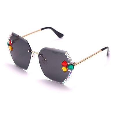 MUTYNE Vintage Rimless Rhinestone Sunglasses Women Men Fashion Gradient Lens Sun Glasses Female Luxury Eyewear UV400,3,One size