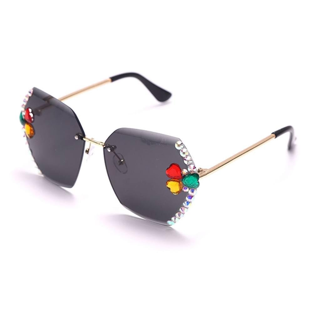 MUTYNE Vintage Rimless Rhinestone Sunglasses Women Men Fashion Gradient Lens Sun Glasses Female Luxury Eyewear UV400,3,One size