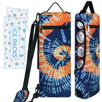 Golf Cooler Bag Plus Ice Pack Soft Sided Insulated Cooler Bag- Holds 6 Pack of Cans or 2 Wine Bottles - Grey Camo Golf Beer Sleeve Black Fits Discreetly in Golf Bags