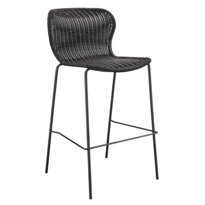Benjara BM297218 30 in. Qob Woven Rattan Seat Metal Frame Barstools Brown - Set of 2