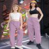 Cromoncent Womens High Waist Casual Parachute Pants Y2K Cargo Trousers with Pockets, 1#Purple, 2XL view 3