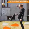 Halloscume 2 Pcs Baseball Home Plate 16 inch Bases Rubber Base Softball and Baseball Home Plate Mat for Kids Kickball Pitching Hitting Practice Training Equipment, Orange and White view 3
