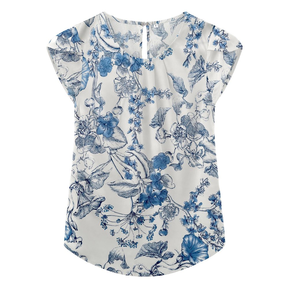 TASAMO Women's Loose Casual Short Sleeve Chiffon Top T-Shirt Blouse (X-Large, LFD Blue)