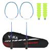 YAKS 2PCS 3U Ful Carbon Professional Uitra Light High Elastic Adult Student Training Badminton Racket Set Durable Type Blue-White view 1