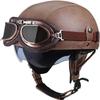 YMKJGZS German Style Retro Half Helmet Motorcycle Leather HelmetDOT/ECE Certified Open-Face Helmet Fit for Cruiser Moped Scooter ATV Adult Men Women Street Jet Helmet with Goggles (10,S) view 1