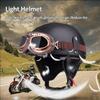 YMKJGZS German Style Retro Half Helmet Motorcycle Leather HelmetDOT/ECE Certified Open-Face Helmet Fit for Cruiser Moped Scooter ATV Adult Men Women Street Jet Helmet with Goggles (10,S) view 2