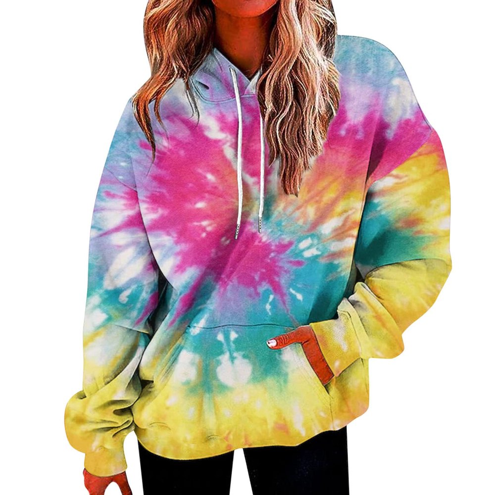 SHAOBGE Hoodie Drawstring Long Sleeve Womens Hoodies Pullover Fall Color Block Cute Oversized Oversized Sweatshirt For Women Winter Camping Pullover Tops