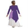 Winnrchan Long Sleeve Praise Dance Dress for Girls Metallic Liturgical Worship Dance Costumes Asymmetrical Church Robe Tunic Lavender 6 Years view 2