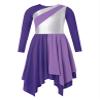 Winnrchan Long Sleeve Praise Dance Dress for Girls Metallic Liturgical Worship Dance Costumes Asymmetrical Church Robe Tunic Lavender 6 Years view 3